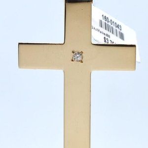 Classic Christian 14k Gold Cross with diamond center piece